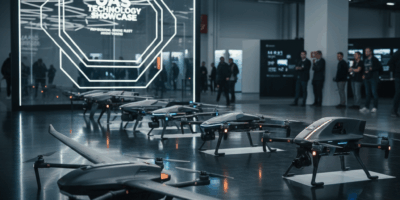 Modern commercial drones lineup showcasing UAS technology